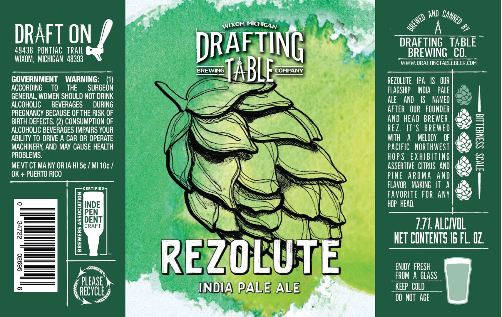 Drafting Table Brewing Company Rezolute IPA Label