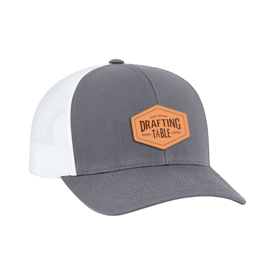 Featured image for “Hat- Leather Patch Grey Front + White Mesh”