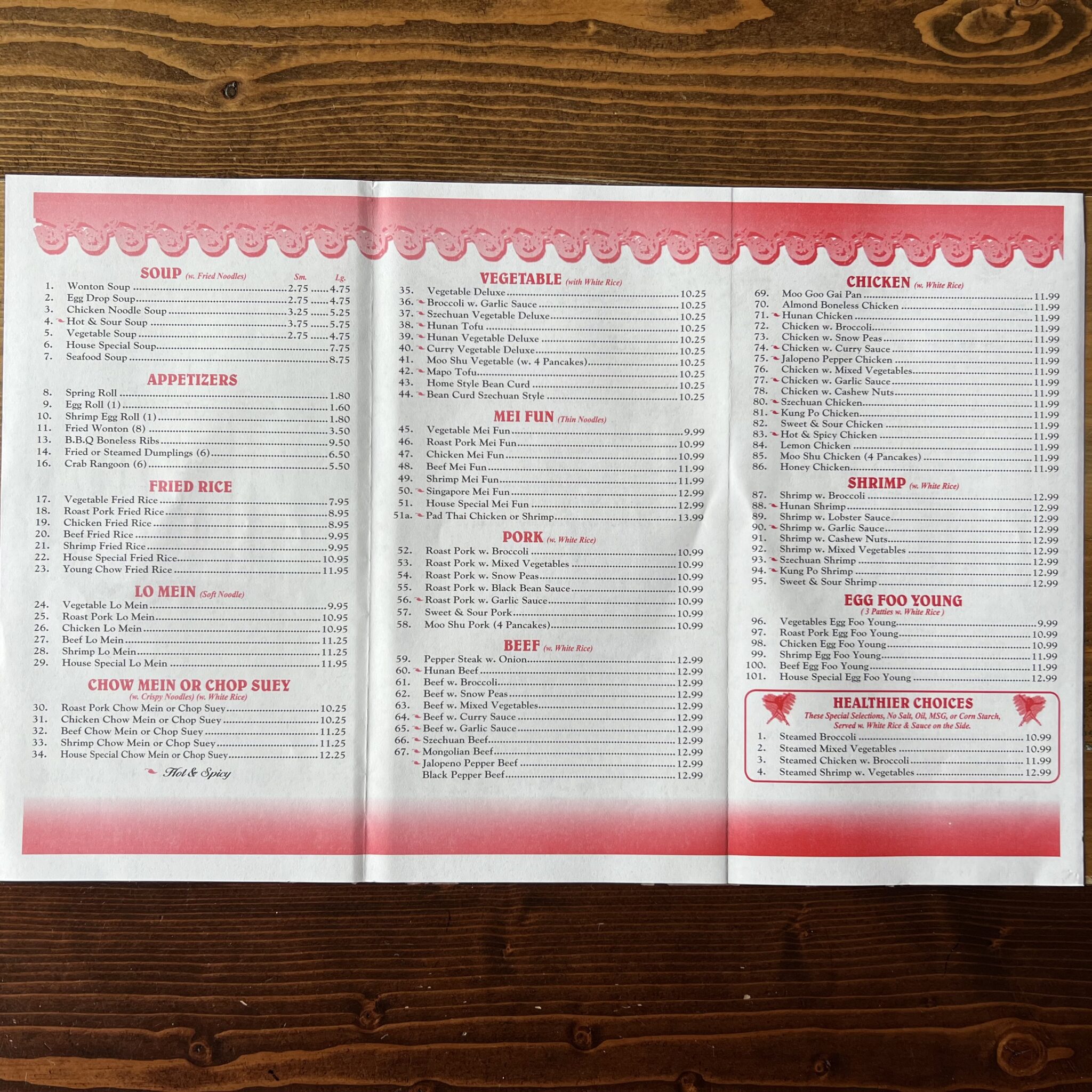 China Garden Menu Drafting Table Brewing Company